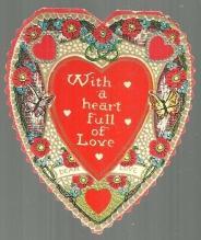 Vintage Heart Shaped Valentine Card with Butterflies A Heart Full of Love