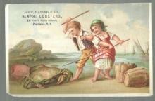 Victorian Trade Card for Goff Hazard Newport Lobster Providence, RI Girl and Boy