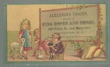 Victorian Trade Card for Alexander Frazer Fine Boots with School Children