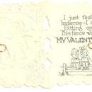 Vintage Valentine Card with Girl and Boy Sitting on Fence
