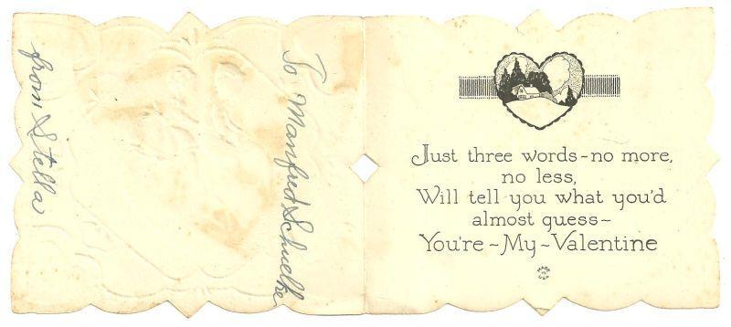 Vintage Valentine Card with Boy and Girl Silhouette To My Valentine