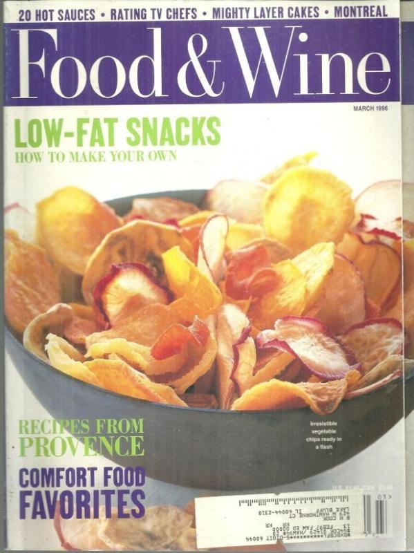 Food and Wine Magazine March 1996 Low-Fat Snaking on the Cover, Comfort Food