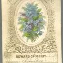 Victorian Reward of Merit with Bouquet of Blue Flowers