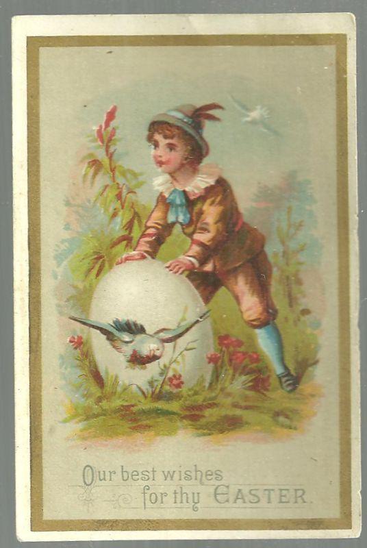 Victorian Trade Card For Ed. Gagne Artist, Boston Our Best Wishes for Thy Easter
