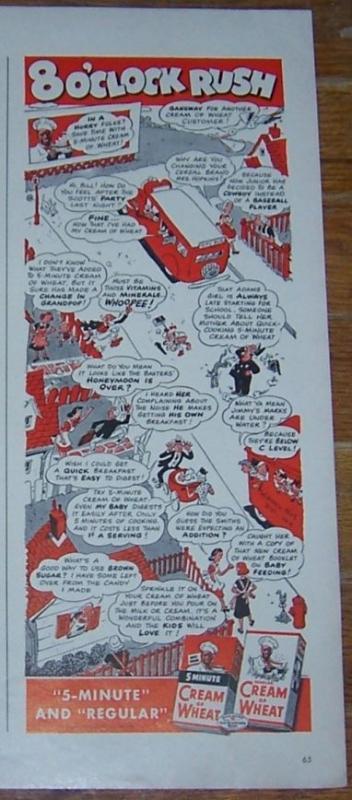 1941 8 O'clock Rush Cream of Wheat Life Magazine Color Advertisement
