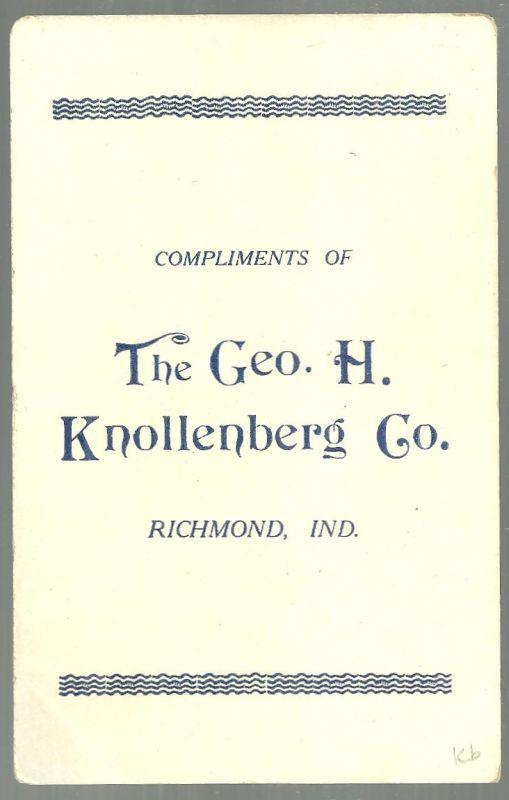 Victorian Trade Card For The Geo. H. Knollenberg Co. Richmond, Indiana Easter
