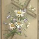 Victorian Prayer Card with Cross and Daisies The Lord is Risen Indeed St. Luke