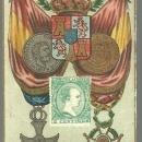 Victorian Trade Card for Chocolat Ibled with Stamp, Crest and Flag for Espagne