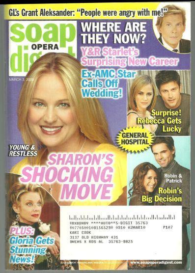 Soap Opera Digest March 3, 2009 Sharon's Shocking Move on Young and Restless