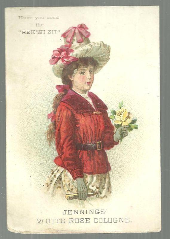 Victorian Trade Card for Jennings' White Rose Cologne and Dentifoam Grand Rapids