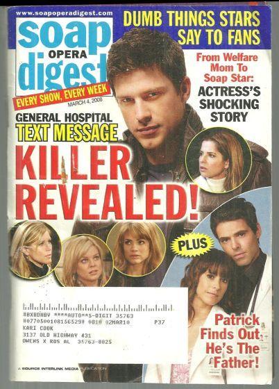 Soap Opera Digest March 4, 2008 Text Message Killer Revealed on General Hospital