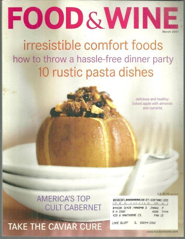 Food and Wine Magazine March 2001 Crispy Recipes/Jean-Georges in Paradise/Pasta
