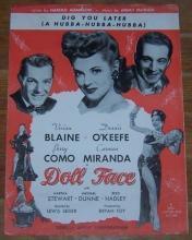 Dig You Later (a Hubba-Hubba-Hubba) From Doll Face 1945 Sheet Music