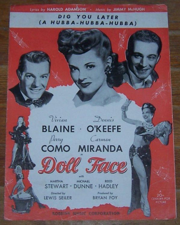 Dig You Later (a Hubba-Hubba-Hubba) From Doll Face 1945 Sheet Music