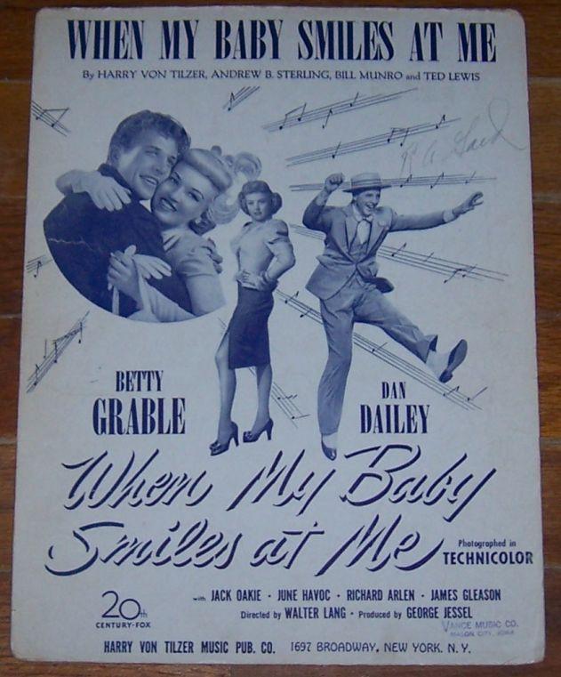 When My Baby Smiles at Me Starring Betty Grable and Dan Dailey 1948 Sheet Music