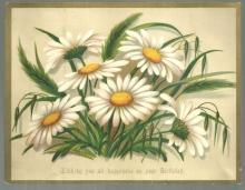 Victorian Birthday Greeting Card with Daisies Wishing You All Happiness