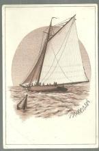 Victorian Trade Card for The Bay State Clothing Company With Sailboat