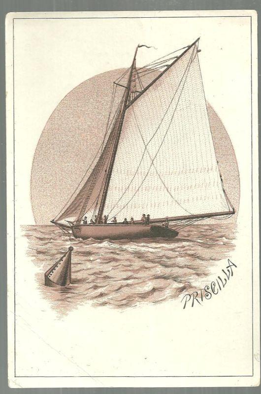 Victorian Trade Card for The Bay State Clothing Company With Sailboat