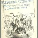 Victorian Trade Card for J. O. George Flavoring Extracts with Elves Riding Frogs