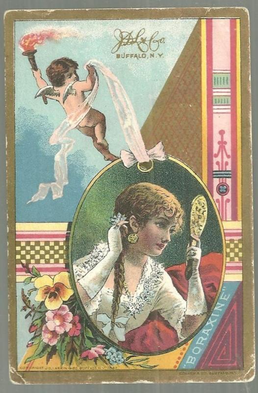 Victorian Trade Card for Larkin Boraxine, Buffalo, New York with Lovely Lady
