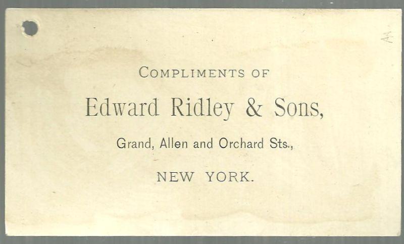 Victorian Trade Card for Edward Ridley with Lovely Lady Writing a Letter