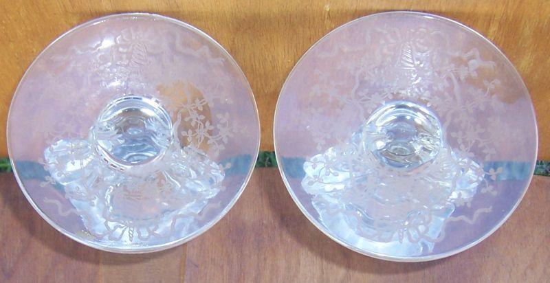 Vintage Pair of Fostoria Corsage Etched Candlesticks