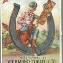Victorian Trade Card for Horseshoe Cross Bar Drummond Tobacco Boy and His Dog