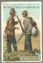Victorian Trade Card for The Bay State Carpet and Furniture with Duck Hunters