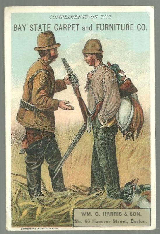 Victorian Trade Card for The Bay State Carpet and Furniture with Duck Hunters