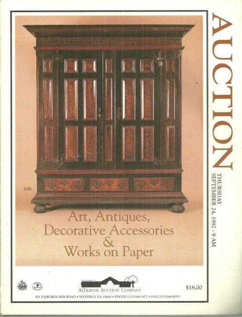 Antiques, Art, Decorative Acessories and Works on Paper 1992 Auction Catalog