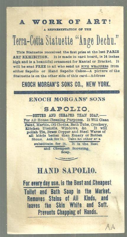Victorian Trade Card for Sapolio with Terra-Cotta Statuette Ange Dechu