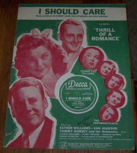 I Should Care From Thrill of a Romance Starring Esther Williams 1944 Sheet Music