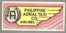 Vintage Label for Philippine Aerial Taxi Co. , Airlines