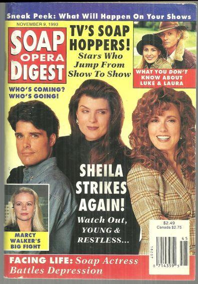 Soap Opera Digest Magazine November 9, 1993 Shelia Strikes Again on the Cover