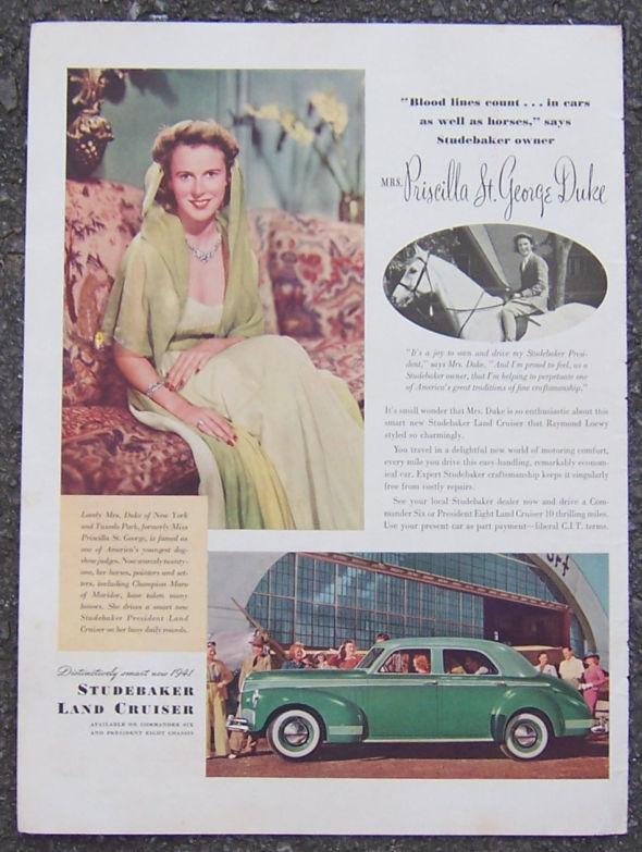 1941 Raymond Loewy Studebaker Land Cruiser Magazine Color Advertisement