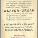 Victorian Trade Card for Weaver Organ and Piano Co with Children and Rabbit
