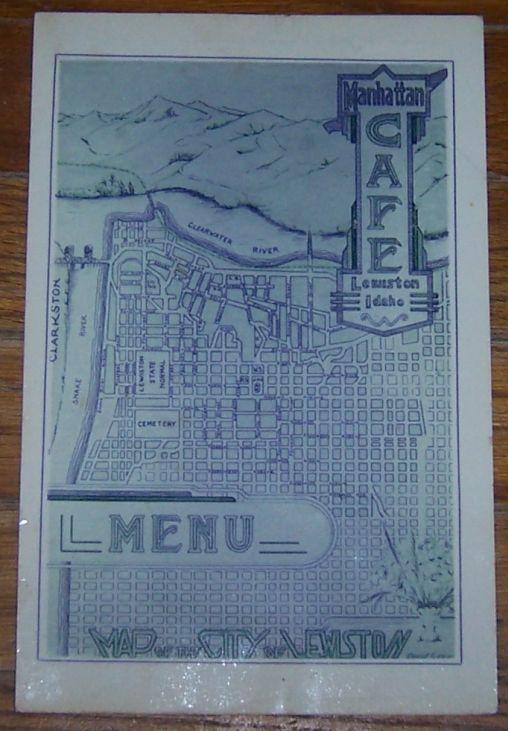 Vintage World War II Menu for Manhattan Cafe, Lewiston, Idaho 1943