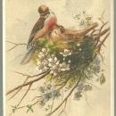 Victorian Trade Card for Clark's Mile End Spool Cotton with The Linnet Poem