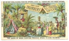 Victorian Trade Card for Thurbers' Spices with The Queen of Sheba
