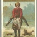 Victorian Trade Card for Worcester Organ With Boys Playing Leap Frog