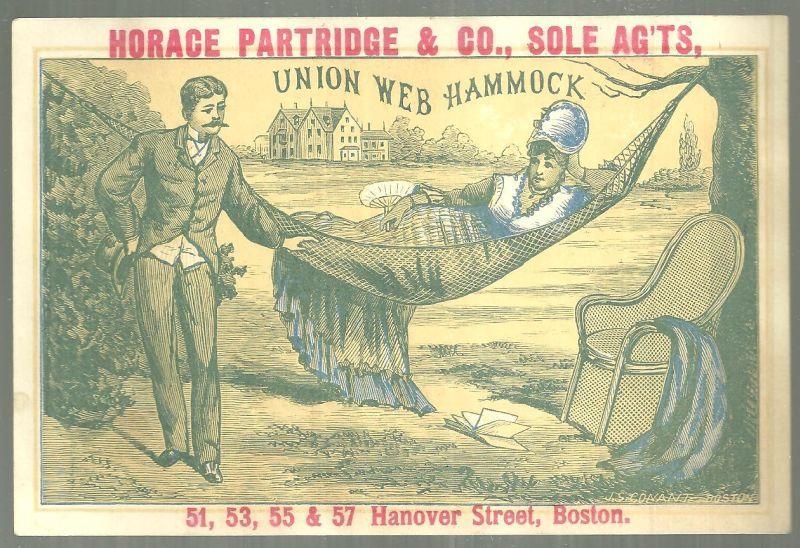 Victorian Card for Union Web Hammock with Lovely Lady Lounging in a Hammock