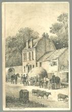 Victorian Trade Card for Domestic Sewing Machine with Rural Village Landscape