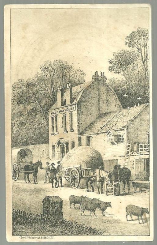 Victorian Trade Card for Domestic Sewing Machine with Rural Village Landscape