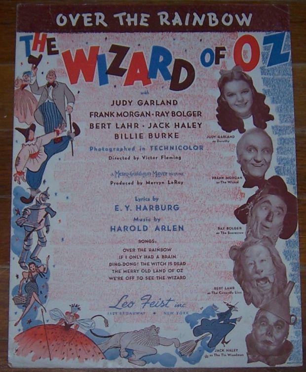 Over the Rainbow From The Wizard of Oz starring Judy Garland 1939 Sheet Music