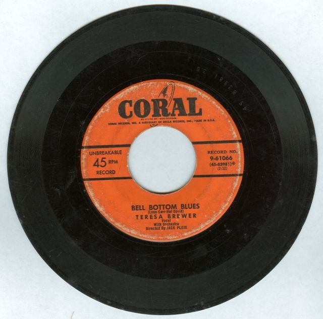Teresa Brewer Sings Bell Bottom Blues 45RPM Record