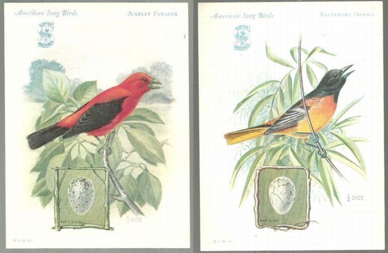 Lot of Two Victorian Trade Cards Singer Sewing Machine Song Birds Series