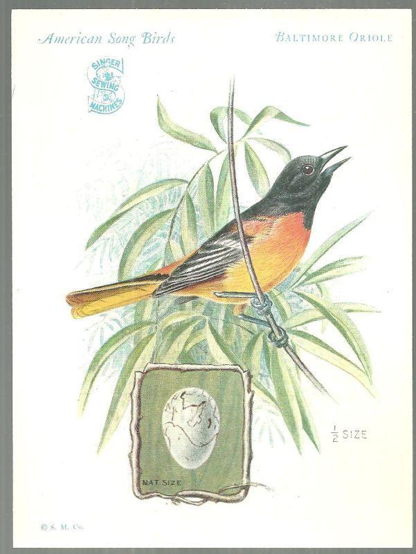 Lot of Two Victorian Trade Cards Singer Sewing Machine Song Birds Series