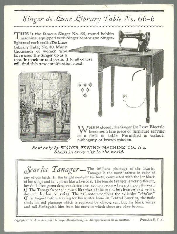 Lot of Two Victorian Trade Cards Singer Sewing Machine Song Birds Series