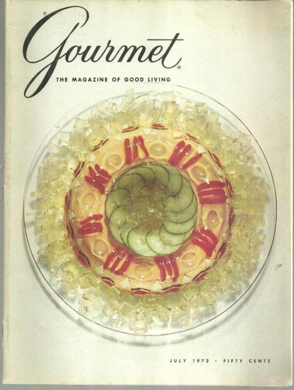 Gourmet Magazine July 1972 Molded Salmon Mousse on the Cover/Cheese/Oslo/Corn