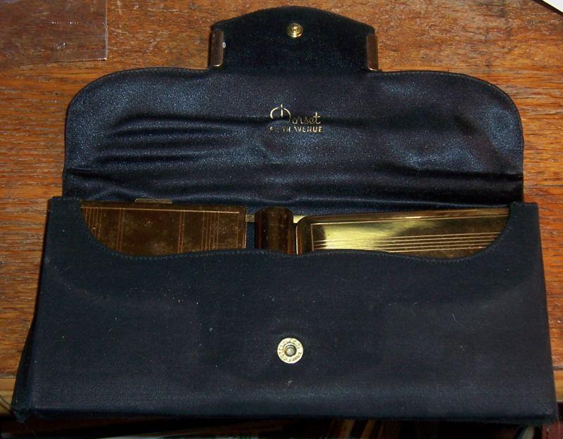Vintage Dorset Fifth Avenue Black Carryall Compact/Cigarette Case/Lipstick/Comb